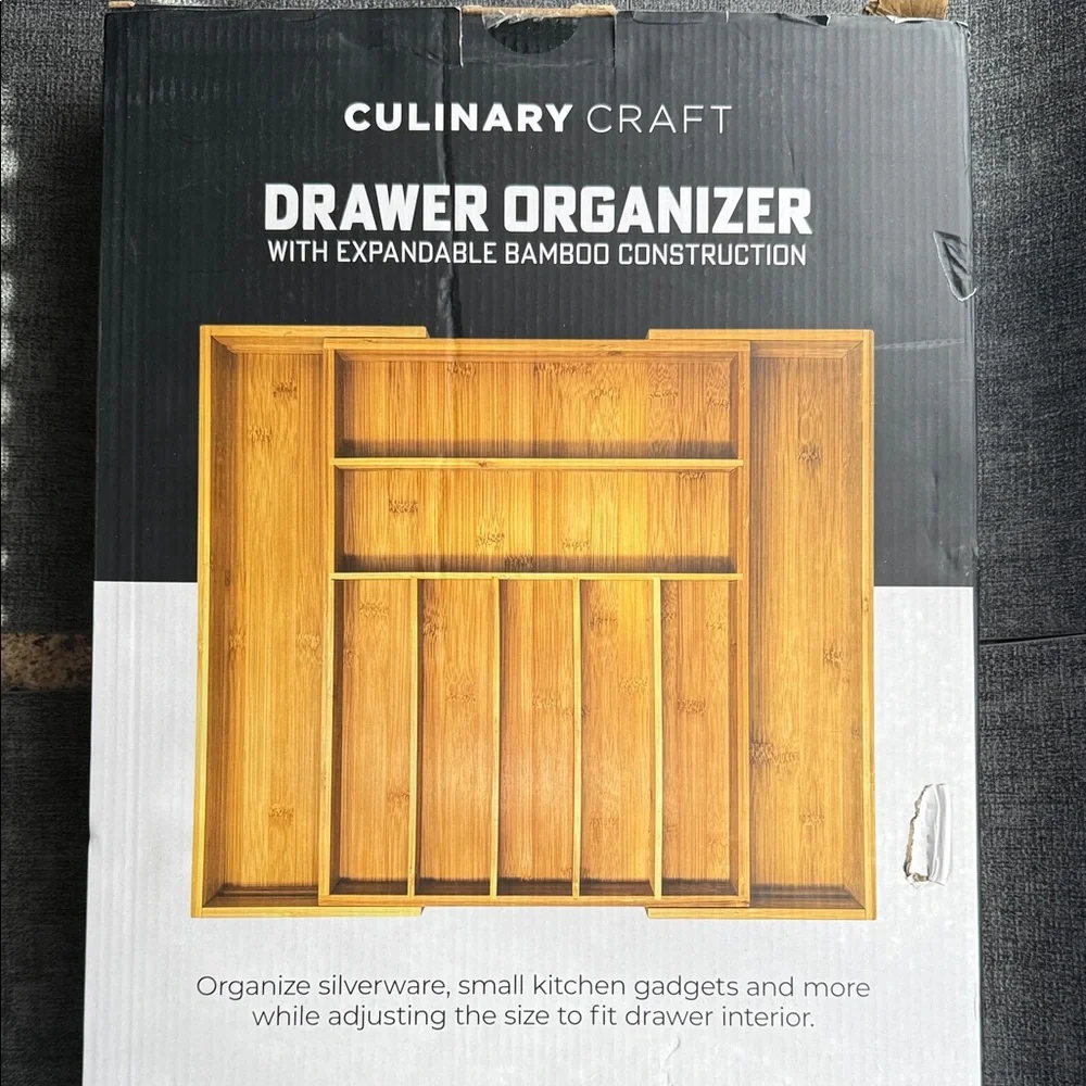 NIB - Bamboo Drawer Organizer - 13” x 17.3” x 2”